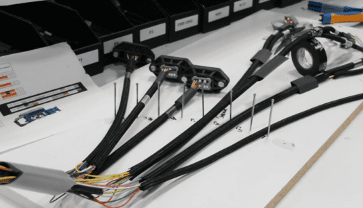 Wire harness assembly in the process of being built by PGF Tech